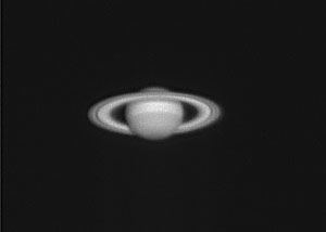 CCD Image of Saturn through 10 Inch Telescope. (2998 bytes)