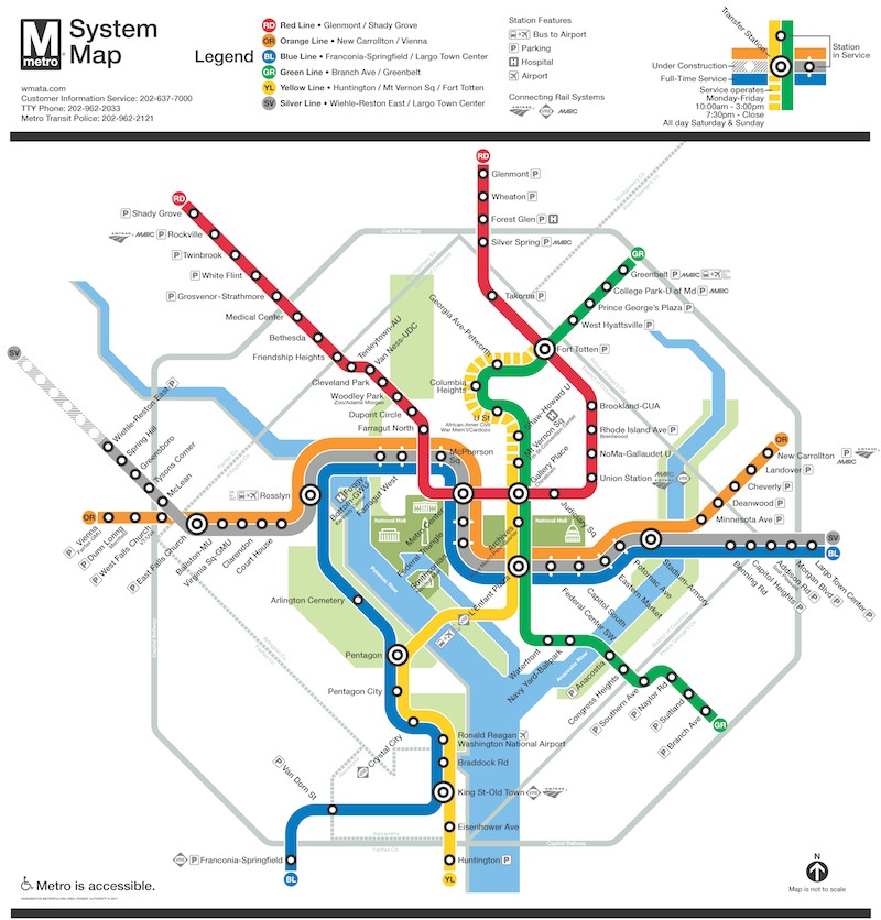 Washington Metro Rail Map Company Seven | Washington, D.c. Metrorail System Map