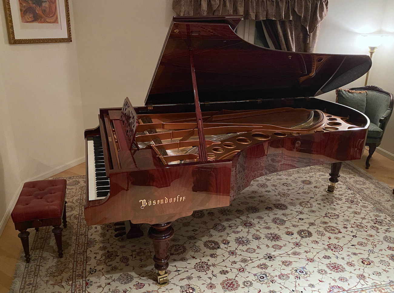 Martin's Imperial Bosendorfer 290 CEUS piano at home, in 2023