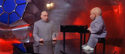 Dr. Evil and Mini-Me at their Pianos