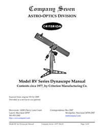 Criterion RV Dynascope Manual Cover