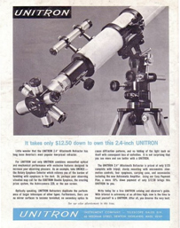 Unitron Model 114 Telescope Ad 1969 (20,983 bytes)