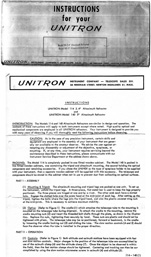 Unitron Model 114 Telescope Instruction Manual 1st Page (93,090 bytes)
