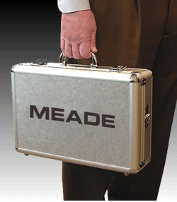 The Meade #771 aluminum carrying case, included with this special offer, provides rugged, secure storage for your Super Plössl eyepiece set.