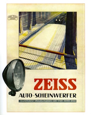 Zeiss automobile lights and spotlight poster of October 1929